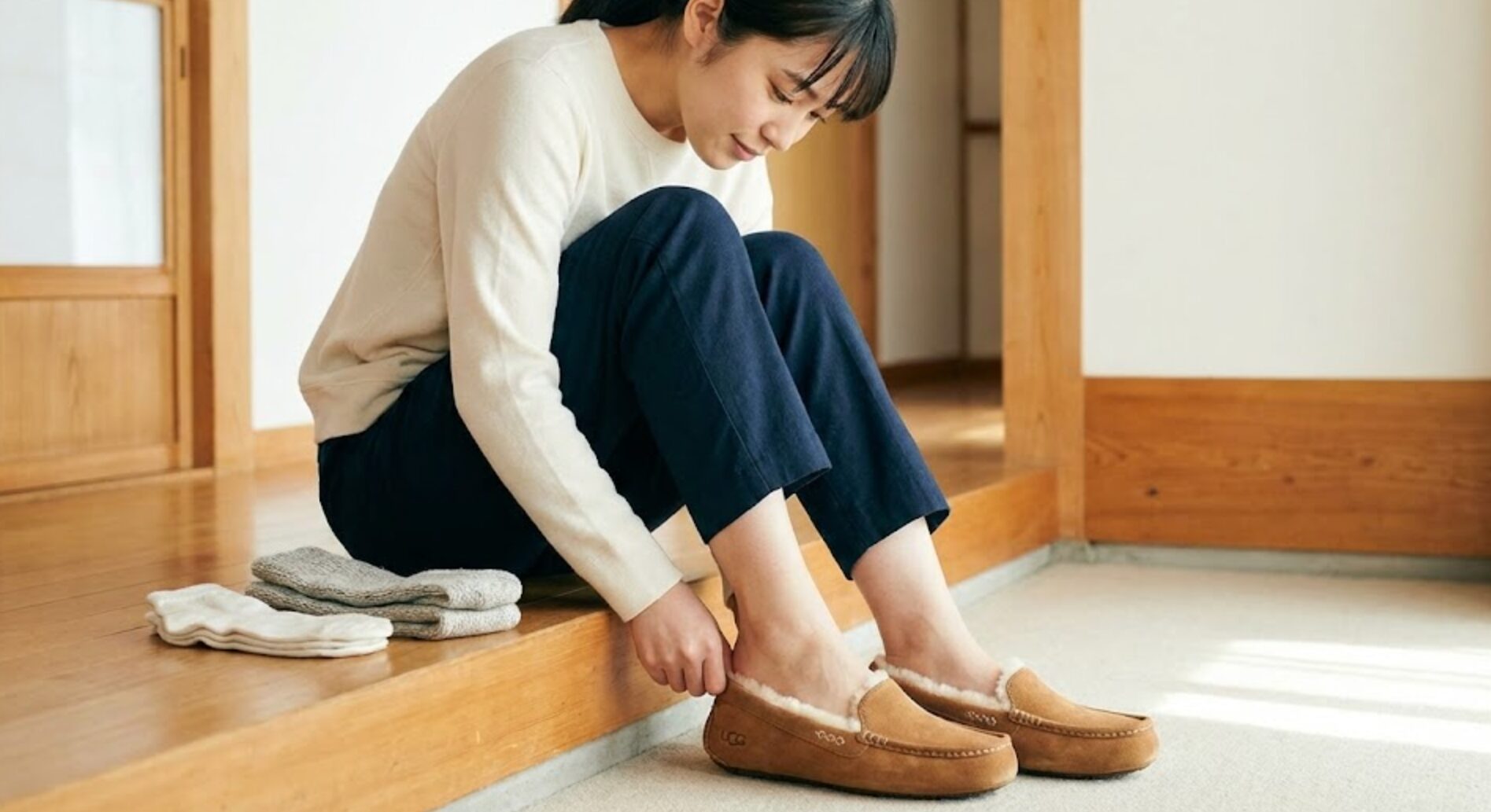 ugg スリッポン 脱げる