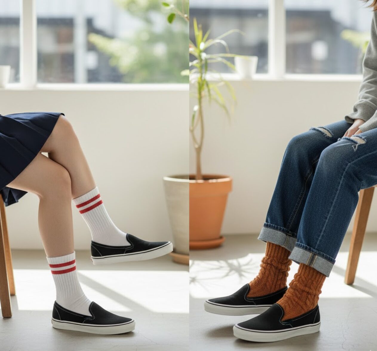 バンズ ローファー コーデ